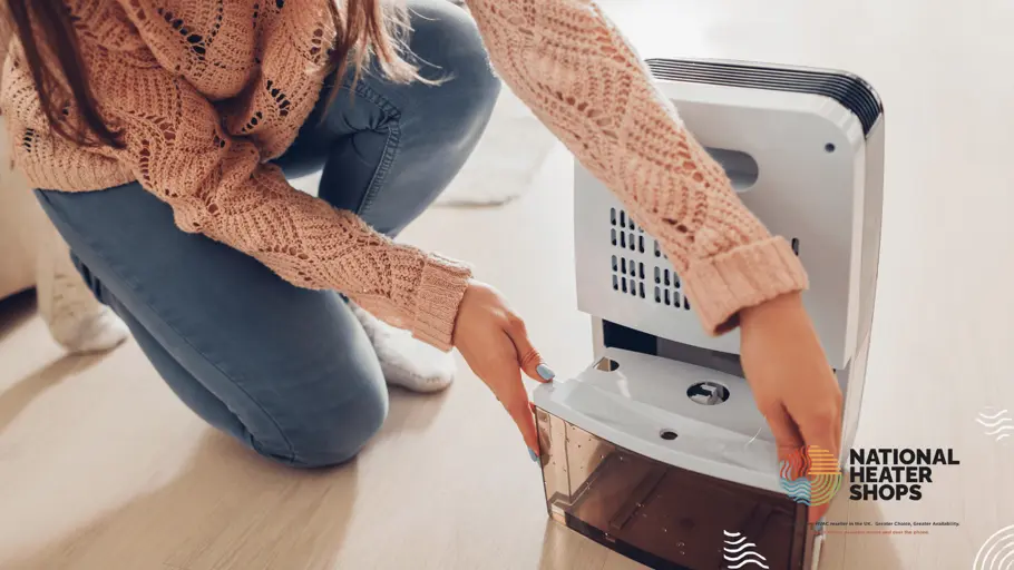 Woman using dehumidifying unit