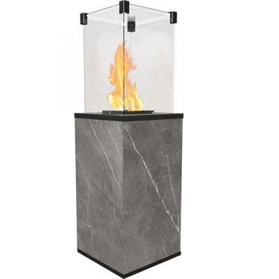 Kratki Real Flame Patio Heater - Quartz Sinter Base Panels (Natural Pietra Grey) - Manual