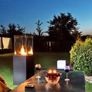 Kratki Mini Real Flame Patio Heater - Black Steel Base Panels - Manual